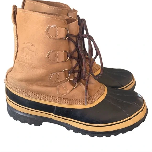 Sorel Caribou Leather Iconic Winter Snow Duck Boots Waterproof Wool Blend Liners Vintage 90s Sorel Badger Leather Winter Snow Duck Boots  main image 3
